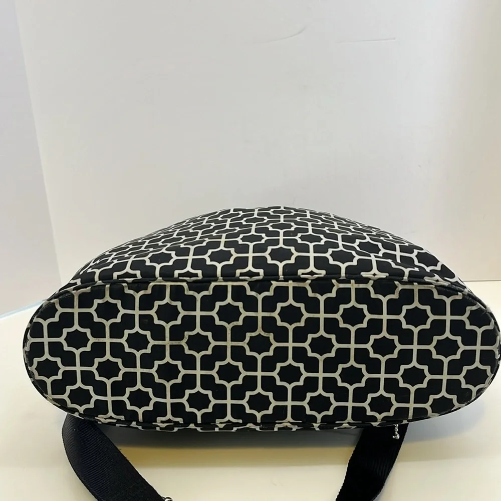 Baggallini Black & White Geometric Print Travel Purse Laptop Work Shoulder Bag